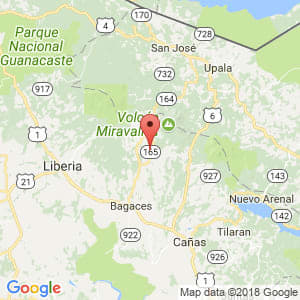 Localización de Fortuna en Guanacaste