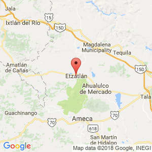 Localización de Etzatlán en Jalisco