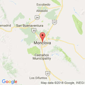 Localización de Monclova en Coahuila de Zaragoza