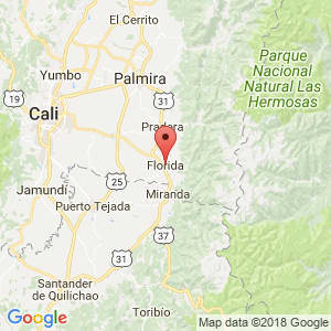 Localización de Florida en Valle del Cauca