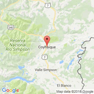 Localización de Coyhaique en Aysén del General Carlos Ibáñez del Campo