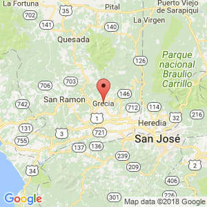 Localización de Grecia en Alajuela