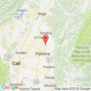 Localización de Amaime El Placer en Valle del Cauca