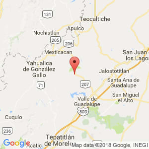 Localización de Cañadas de Obregón en Jalisco