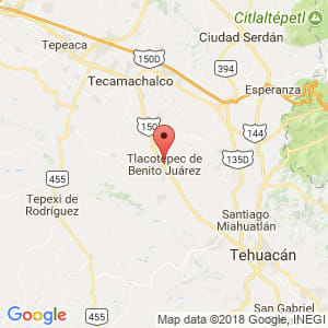 Localización de Tlacotepec de Benito Juárez en Puebla