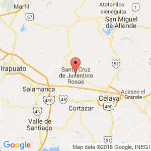 Localización de Santa Cruz de Juventino Rosas en Guanajuato