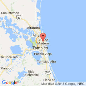 Localización de Ciudad Madero en Tamaulipas