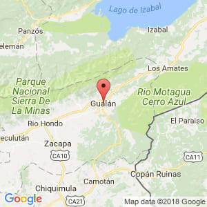 Localización de Gualán en Zacapa