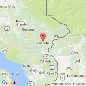 Localización de Coto Brus en Puntarenas