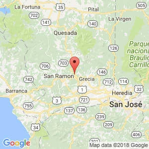 Localización de Naranjo en Alajuela