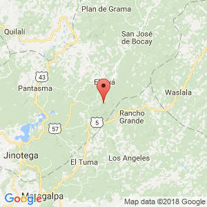 Localización de Peñas Blancas en Jinotega
