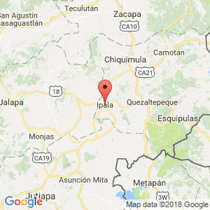 Localización de Ipala en Chiquimula