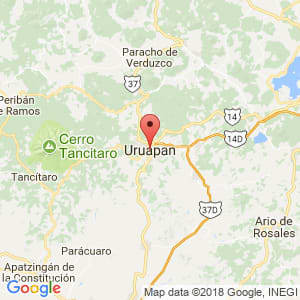 Localización de Uruapan en Michoacán de Ocampo