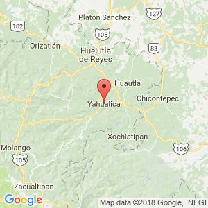 Localización de Yahualica en Hidalgo