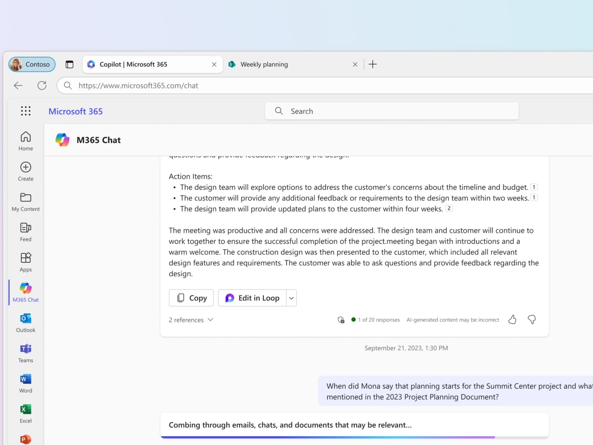 Copilot für Microsoft 365: Chat mit Zugriff auf Unternehmensdaten des Anwenders