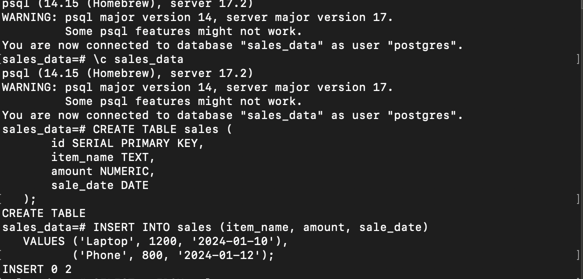 Create a Database & Insert Sample Data