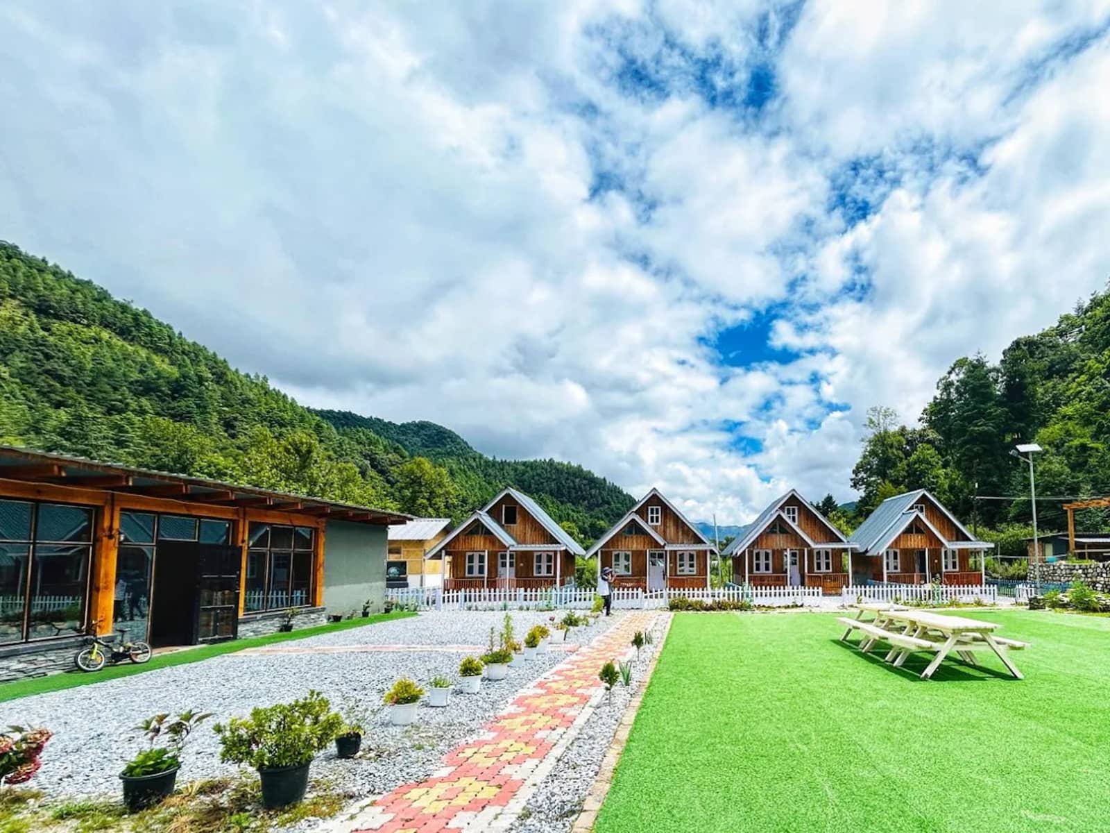 Scandinavian-style timber cottages at The Willow in Shergaon.
