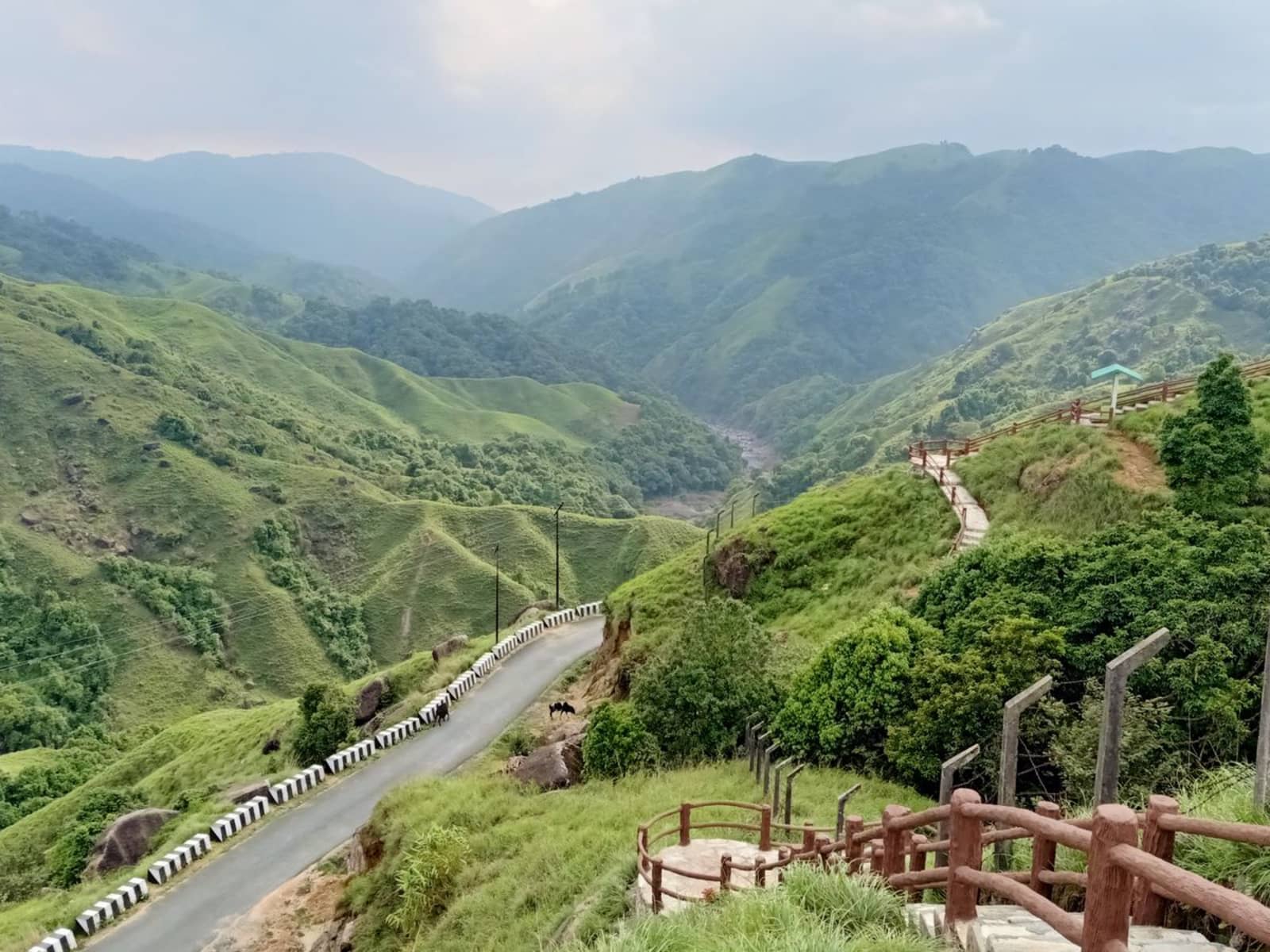 Deep granite canyons and grassy plateau edge at Laitlum in East Khasi Hills