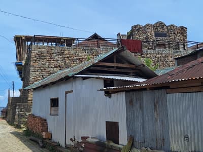 Terraced stone masonry fort with Angami warrior defense walls at Semoma Khel in Khonoma