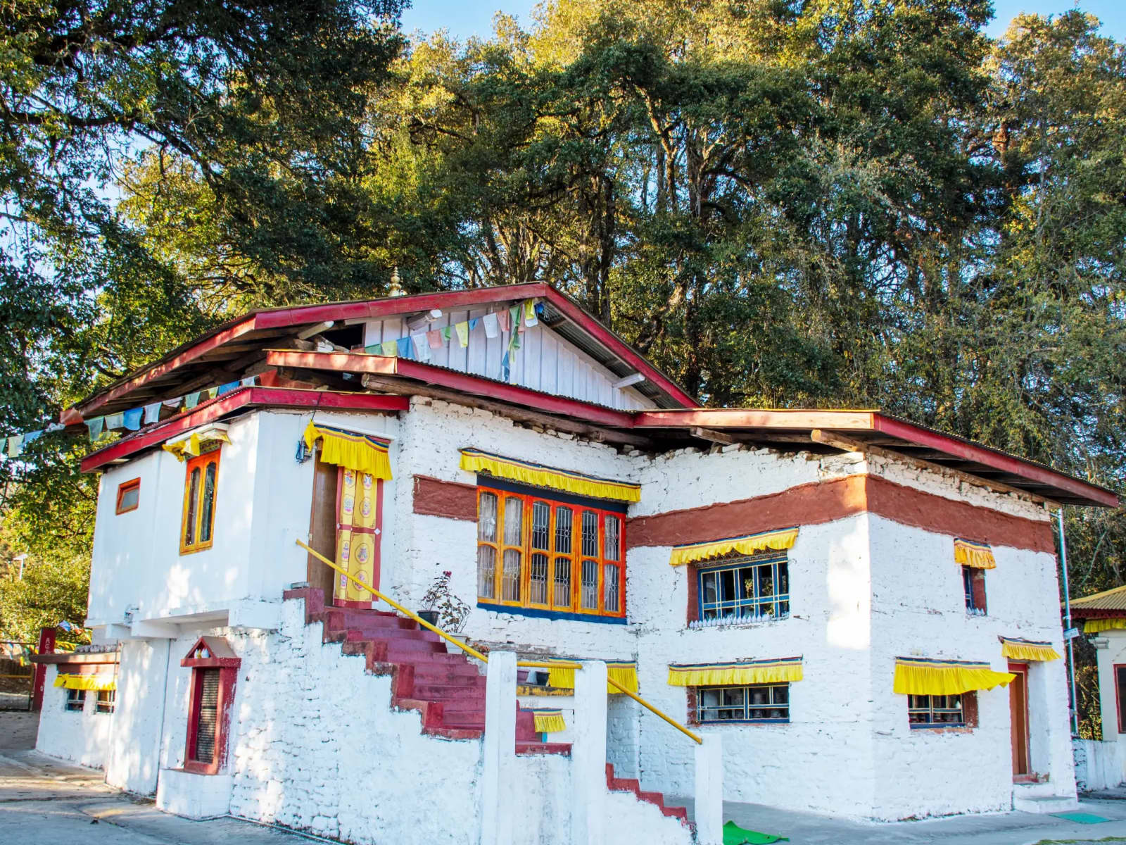 Authentic view of Urgelling Monastery building and courtyard in Tawang, Arunachal Pradesh