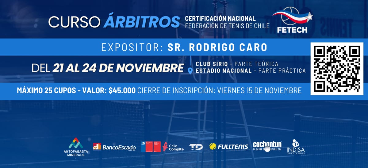 Listado seleccionados Curso de Árbitros de Tenis con Certificación Nacional