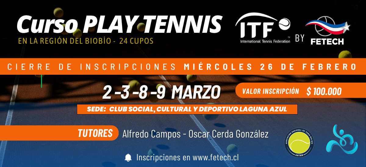 El Primer Curso Play Tennis 2025 será en la provincia de Concepción