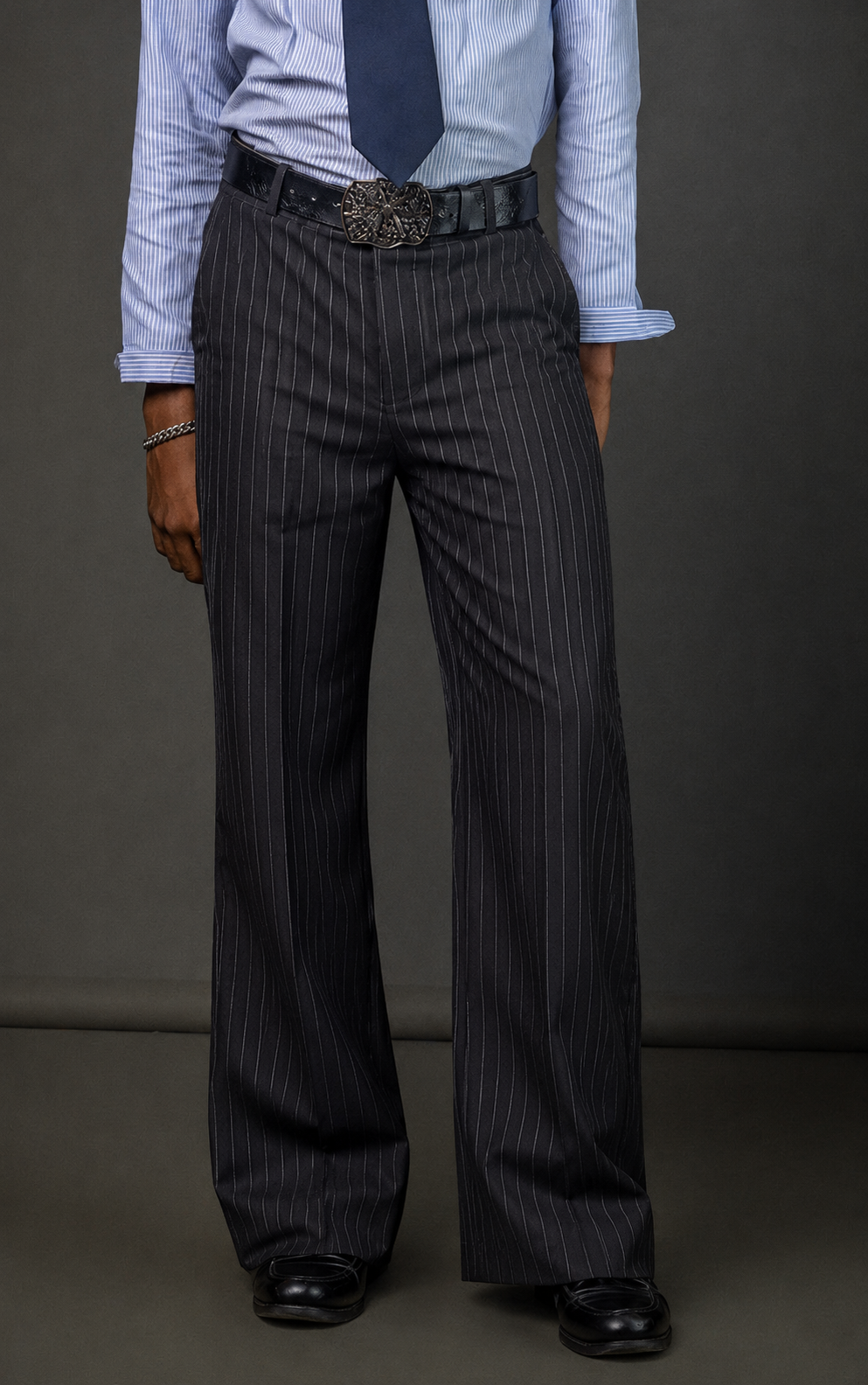 Black Pinstriped Trousers