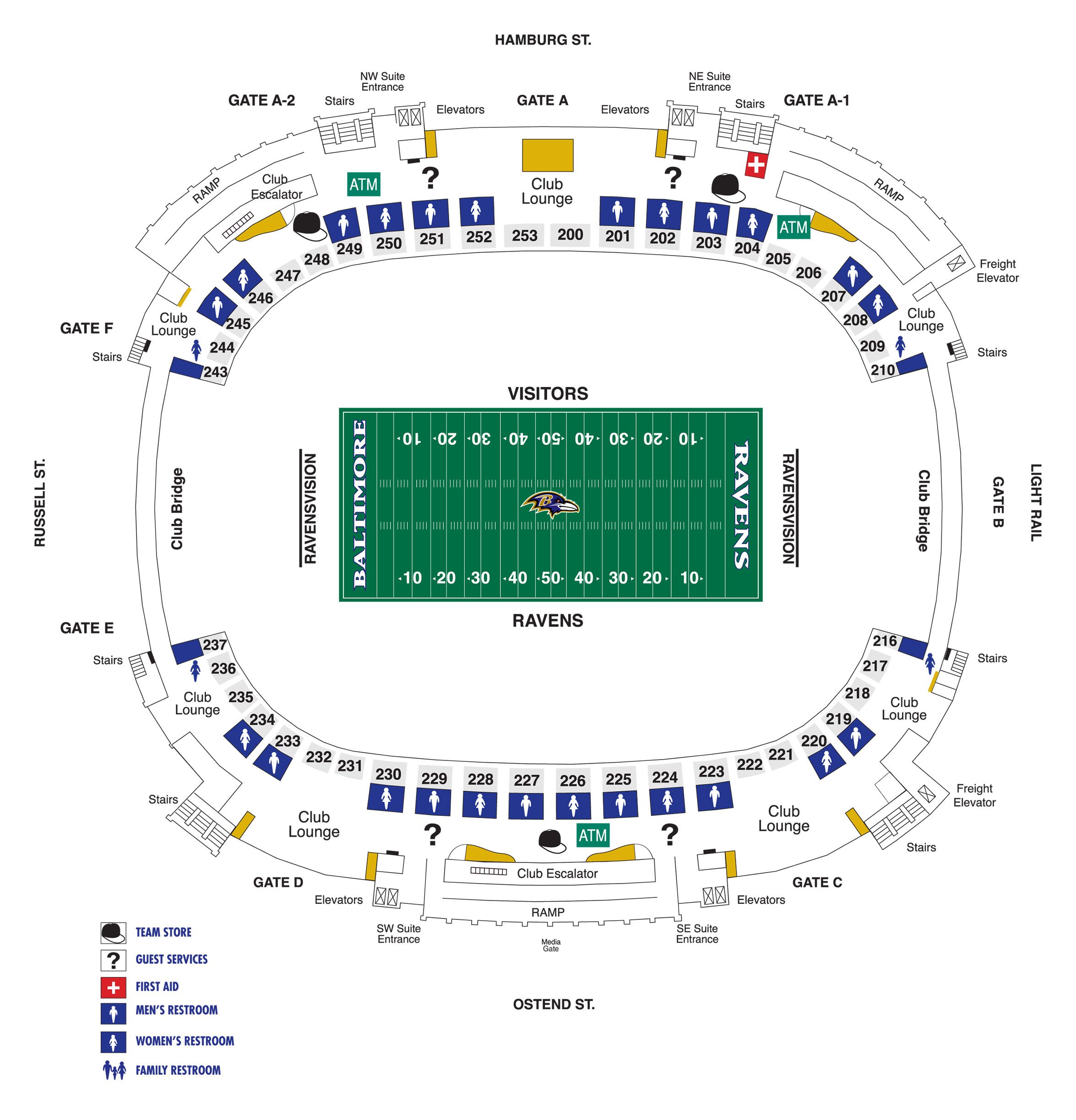 M&T Bank Stadium Club Level Diagram Baltimore Ravens