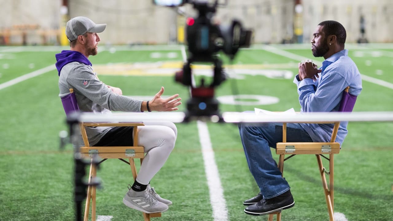 Randy Moss Interviews Adam Thielen for ESPN at Winter Park