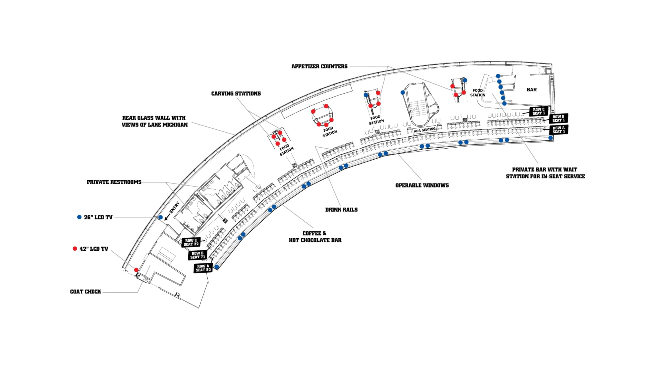 Soldier Field Skyboxes, No dessert cart in the stands.bu…