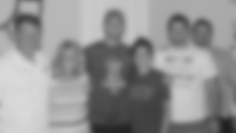 From left to right: Chuck Peterman (father), Dana Peterman (mother), Nathan Peterman, Morgan Peterman (wife), Aaron Peterman (brother) and Ryan Peterman (brother)