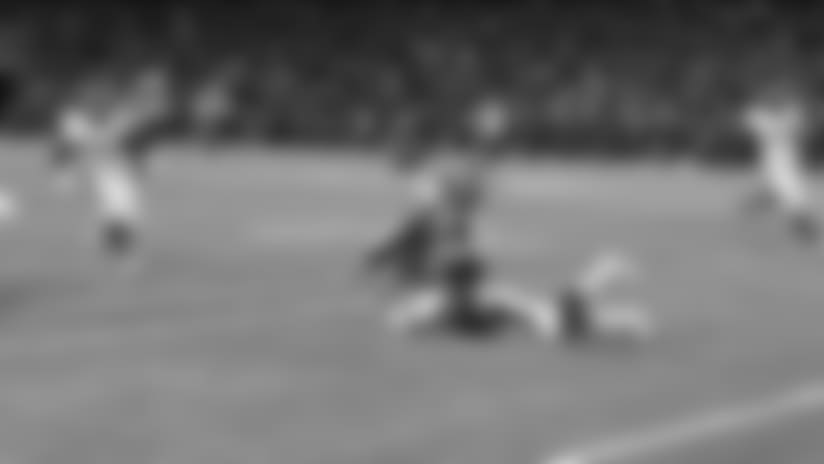 Moore forces fumble, Roby recovers
