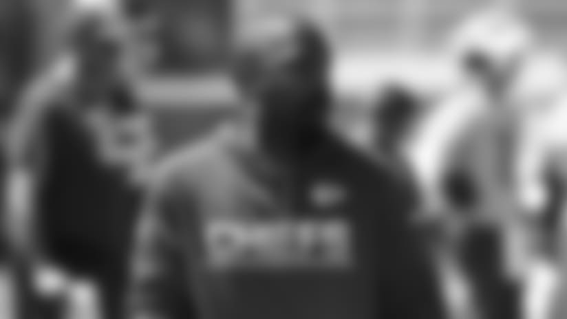 WRs Coach Greg Lewis Wired during Minicamp