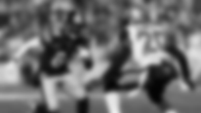 Jacksonville Jaguars cornerback Jalen Ramsey demonstrates how he defends different receivers