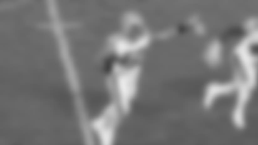 LB Martinez picks off QB Barkley on deflected pass