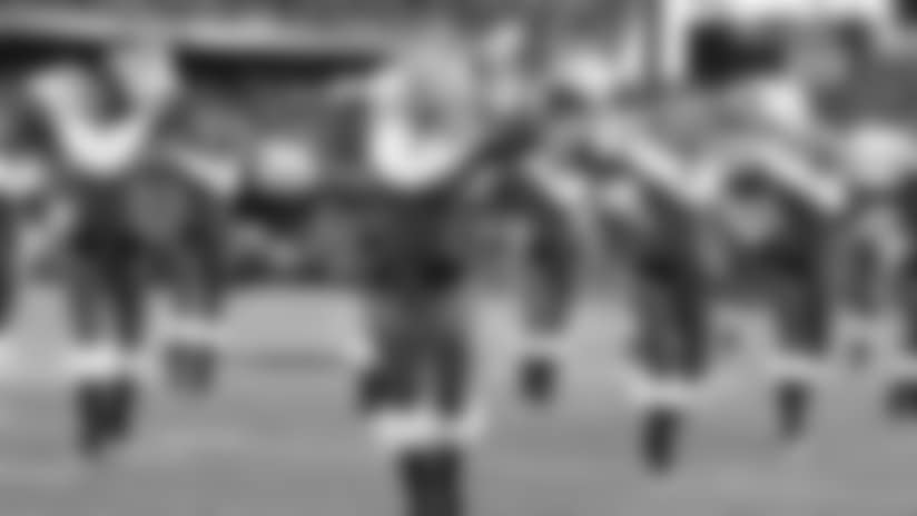 Cheerleaders perform during Patriots-Bills Game