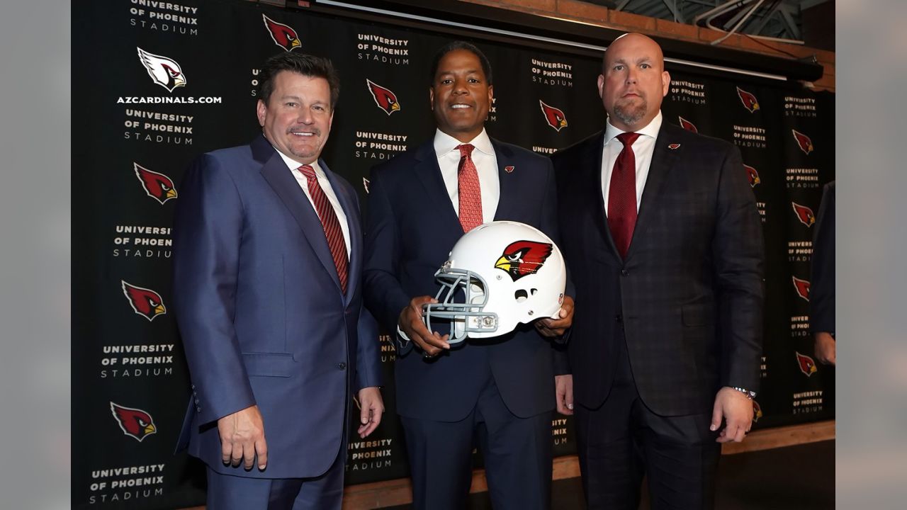From left: team president Michael Bidwill, coach Steve Wilks and GM Steve Keim