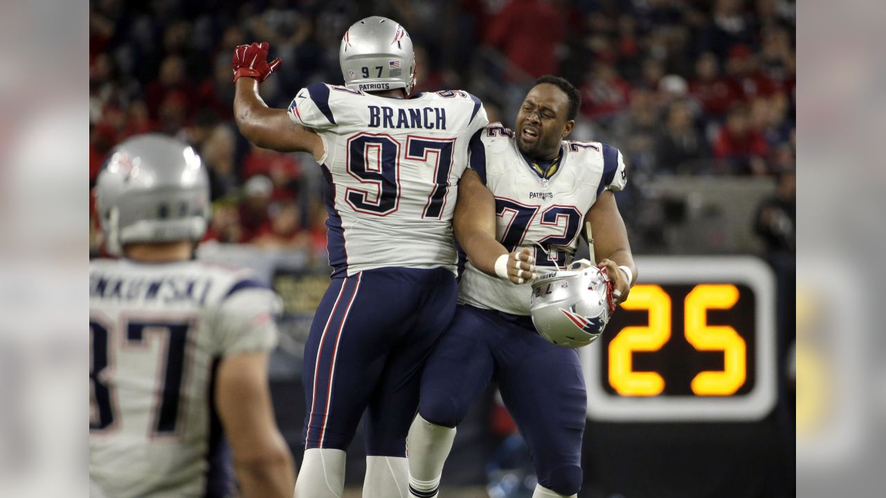 Houston Texans quarterback Brian Hoyer (7) is sacked by New England Patriots  defensive tackle Dominique Easley (99) during the first half at NRG  Stadium. The Patriots defeated the Texans 27-6. Man …