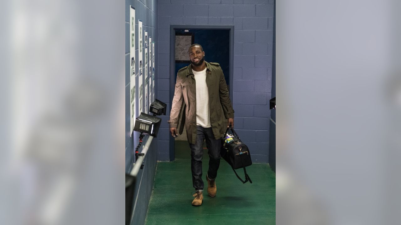 Kam Chancellor arrives at CenturyLink Field for the Week 16 contest against the visiting Arizona Cardinals.