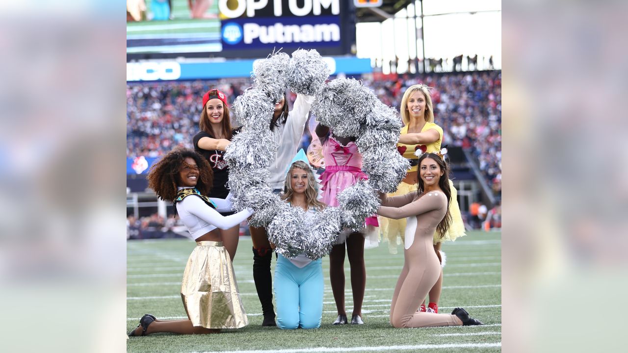 28 October 2007: Patriot Cheerleaders perform pregame dressed in their  halloween costumes. The New England Patriots