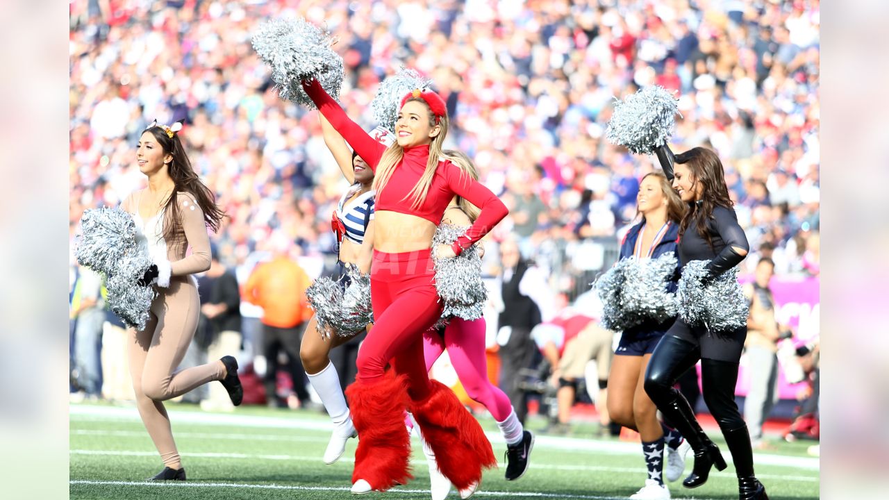 28 October 2007: Patriot Cheerleaders perform pregame dressed in their  halloween costumes. The New England Patriots