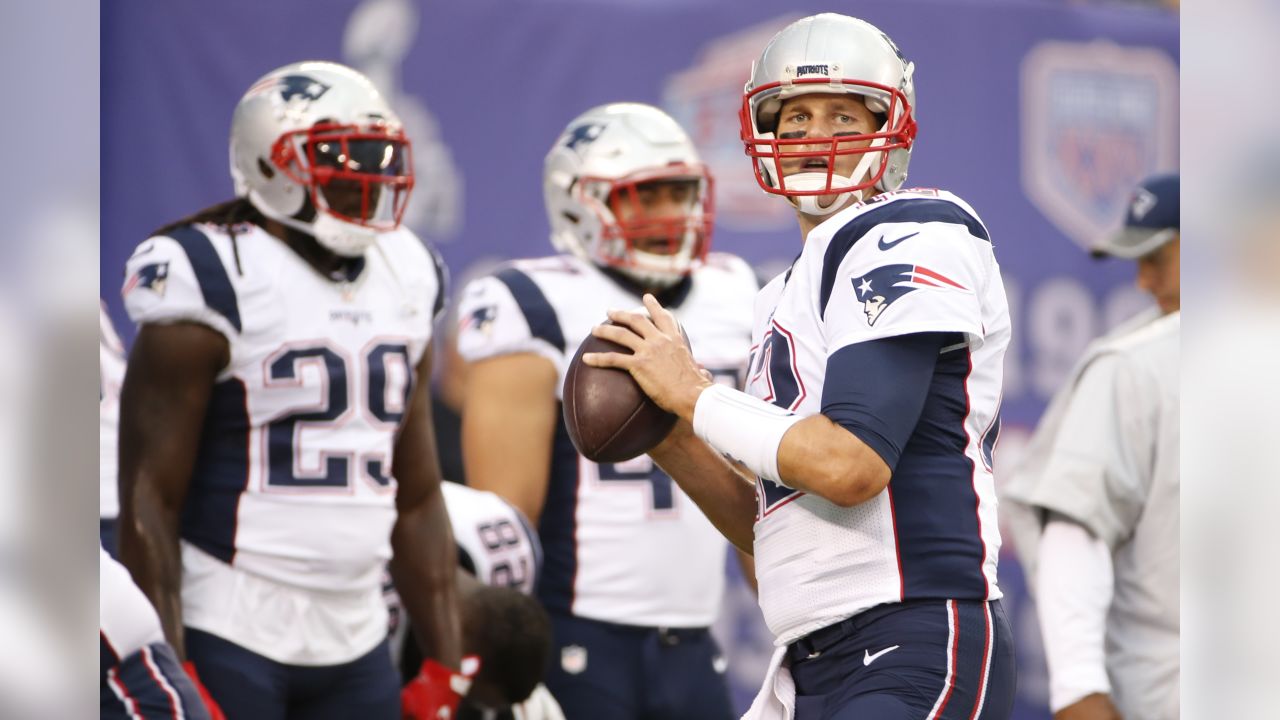 August 31, 2018 - East Rutherford, New Jersey, U.S. - New England Patriots  helmets during a preseason game between the New England Patriots and the  New York Giants at MetLife Stadium in