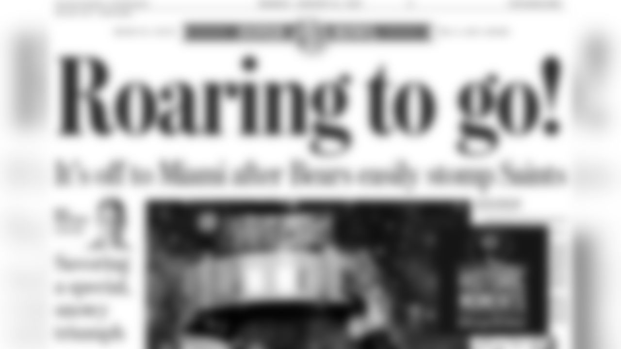 The front page of the Chicago Tribune the day after the game on January 22, 2007. Bears Historic Moments - Chicago Tribune