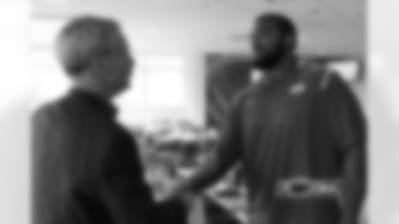Bears Chairman George McCaskey and new OT Bobby Massie.