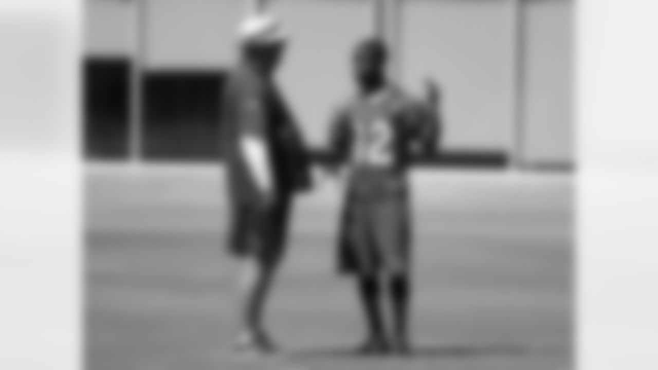 Coach Bruce Arians (left) with WR John Brown