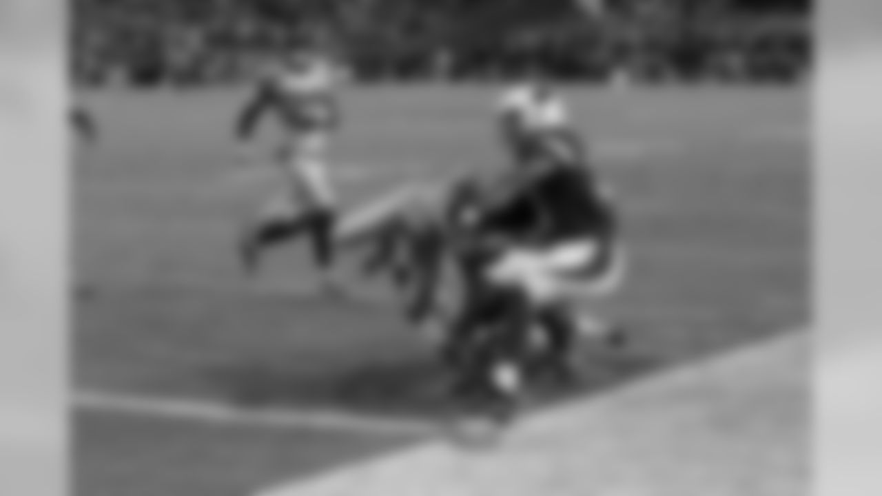 2016: RB David Johnson is pushed out just short of the end zone