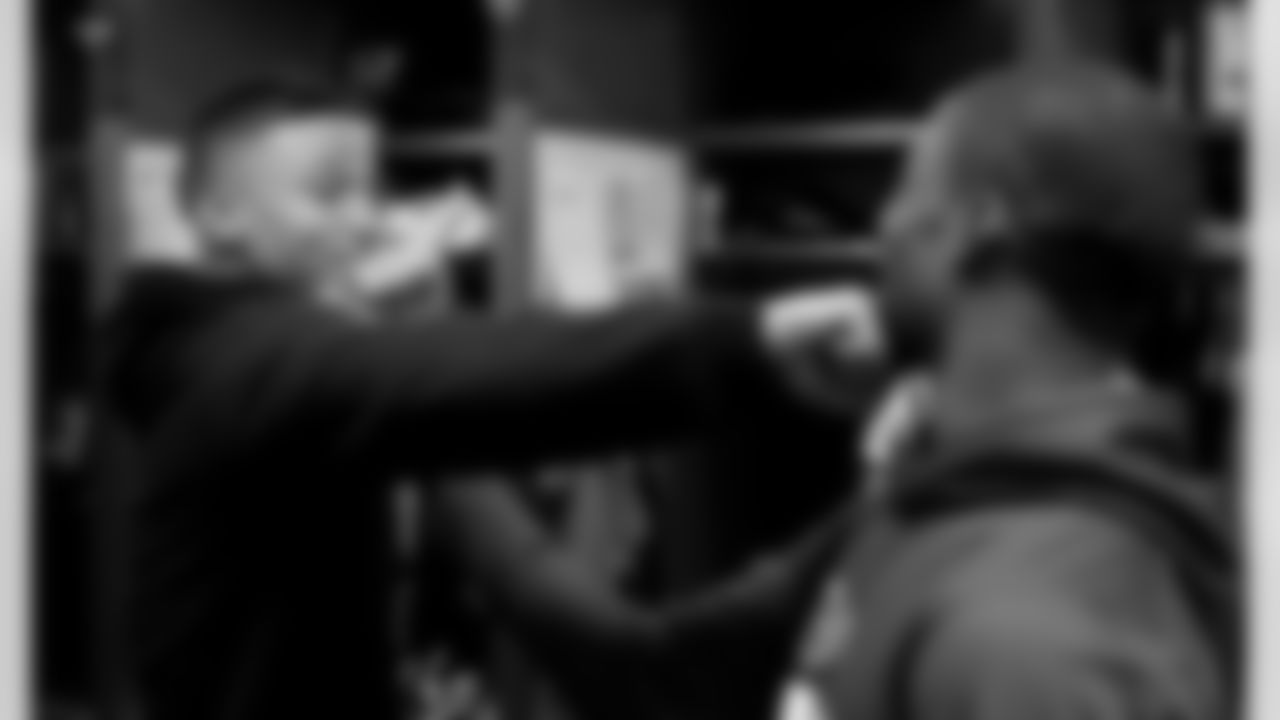 WR Brittan Golden (left) and WR John Brown stage a boxing match
