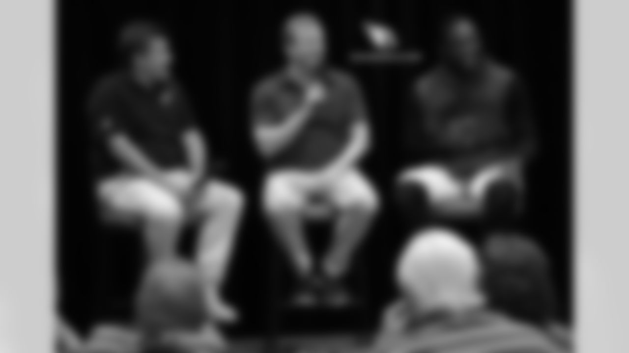 Cardinals president Michael Bidwill (left), NFL Commissioner Roger Goodell (middle) and CB Patrick Peterson take questions during a fan forum
