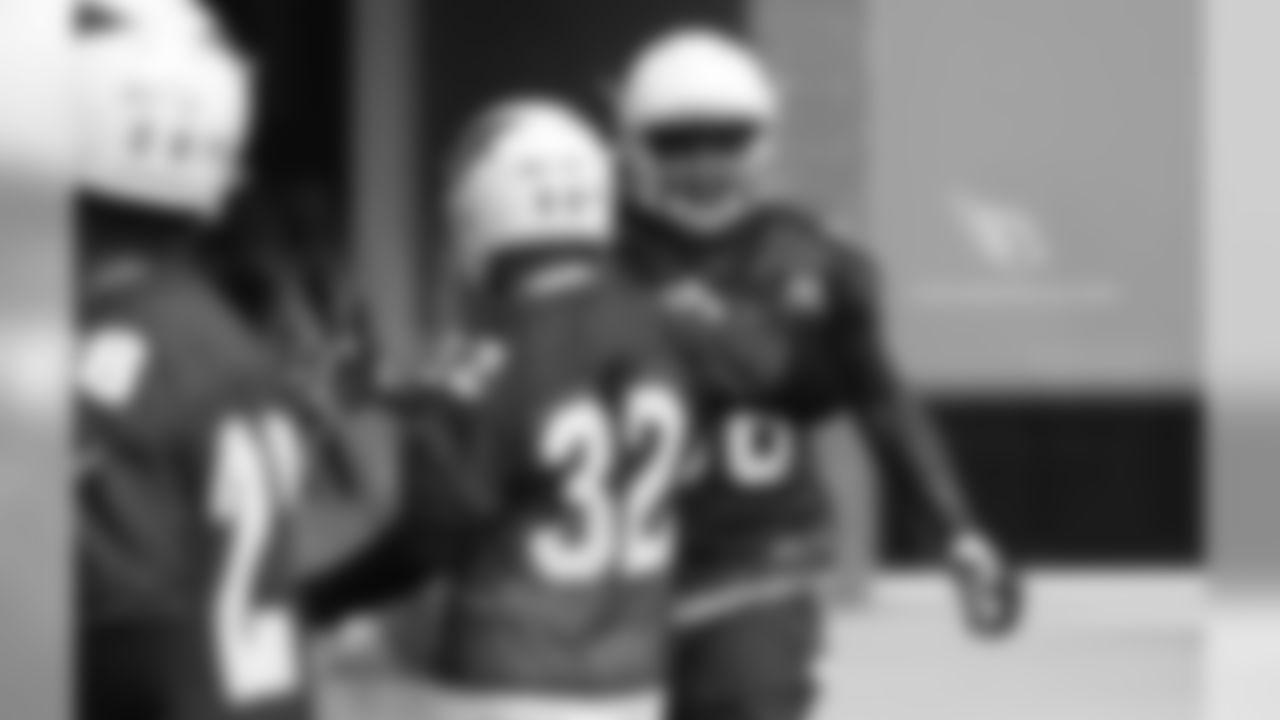 S Tyrann Mathieu congratulates LB Karlos Dansby after a near-interception