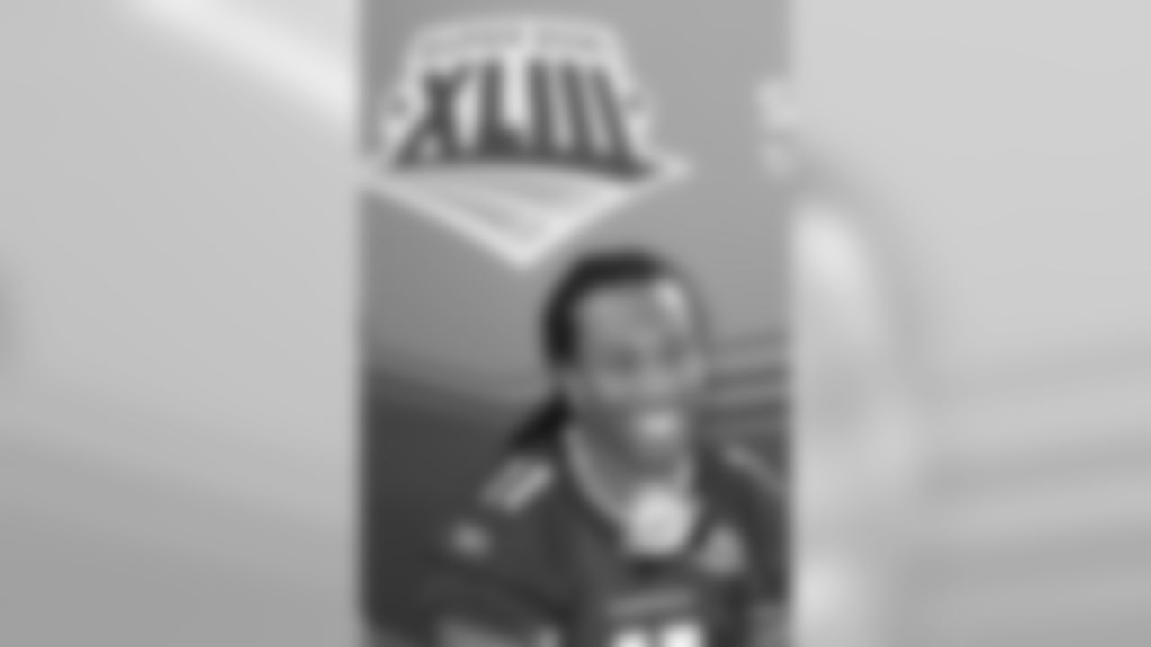 WR Larry Fitzgerald at Super Bowl media day